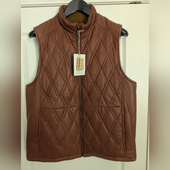 NWT $548 Patrick James Lambskin Leather REVERSIBLE Vest - MEDIUM